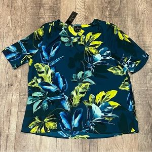 WORTHINGTON | Ophelia floral S/S blouse/top teal/lime